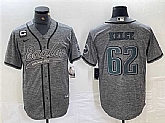 Men's Philadelphia Eagles #62 Jason Kelce Gray With 3-star C Patch Cool Base Baseball Stitched Jersey,baseball caps,new era cap wholesale,wholesale hats